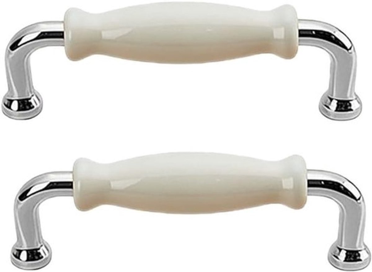 Set van 2 Keramische Kastgrepen van Zinklegering voor Keukenkasten, Lades en Badkamers, 96mm Gatafstand