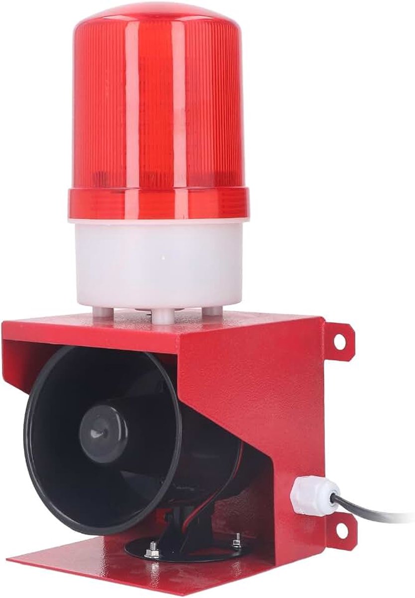 Sirene-alarm, 115dB Geluid en Licht Luide Alarmsirene met Stroboscooplicht, Waterdichte Binnen-buitensirene Veiligheidsalarmhoorn Industrieel (DC24V)