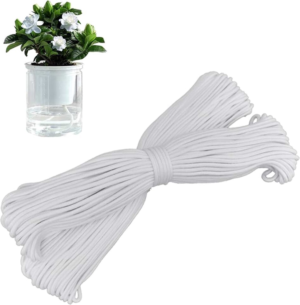 Lont, automatisch irrigatietouw, capillaire lont, irrigatiekoord voor kamerplanten, druppelplanten in de tuin, balkon, vakantie, bouwen, 20 m / 4 mm
