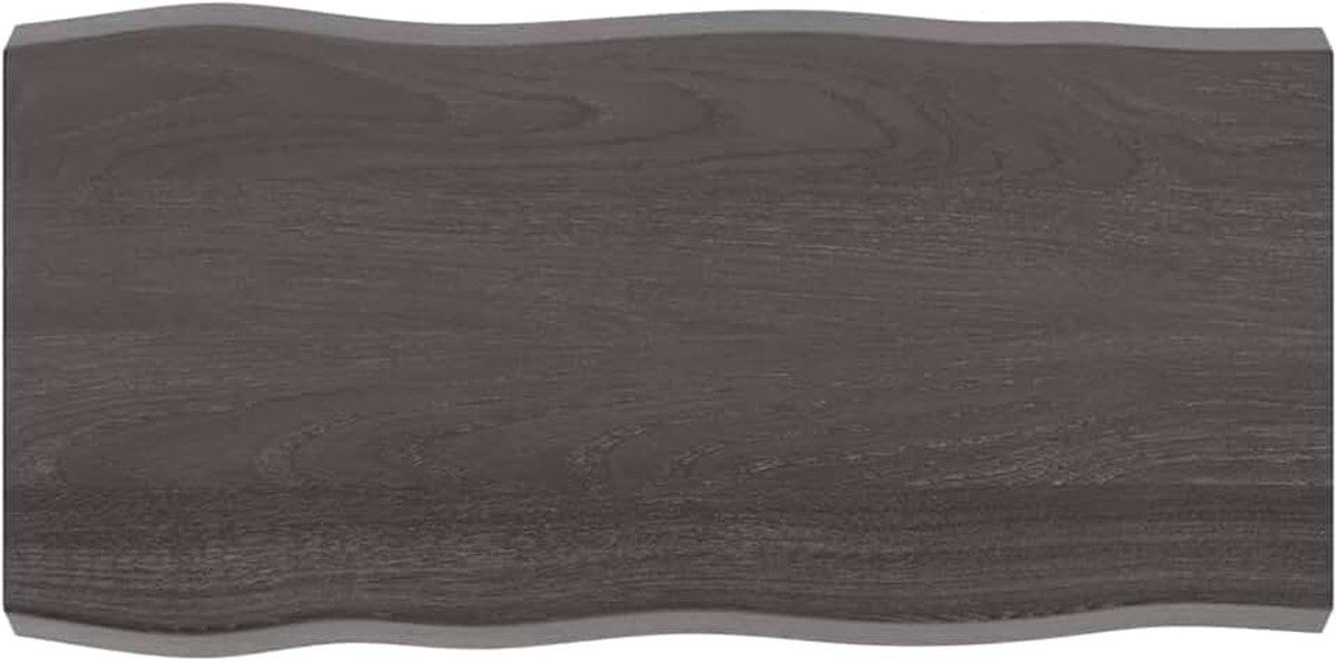 Tafelblad Donkergrijs 100x50x6 cm Behandeld Massief Hout Eiken Live Edge, Vervangend Tafelblad, Tafelblad, Bureaublad, Aanrecht