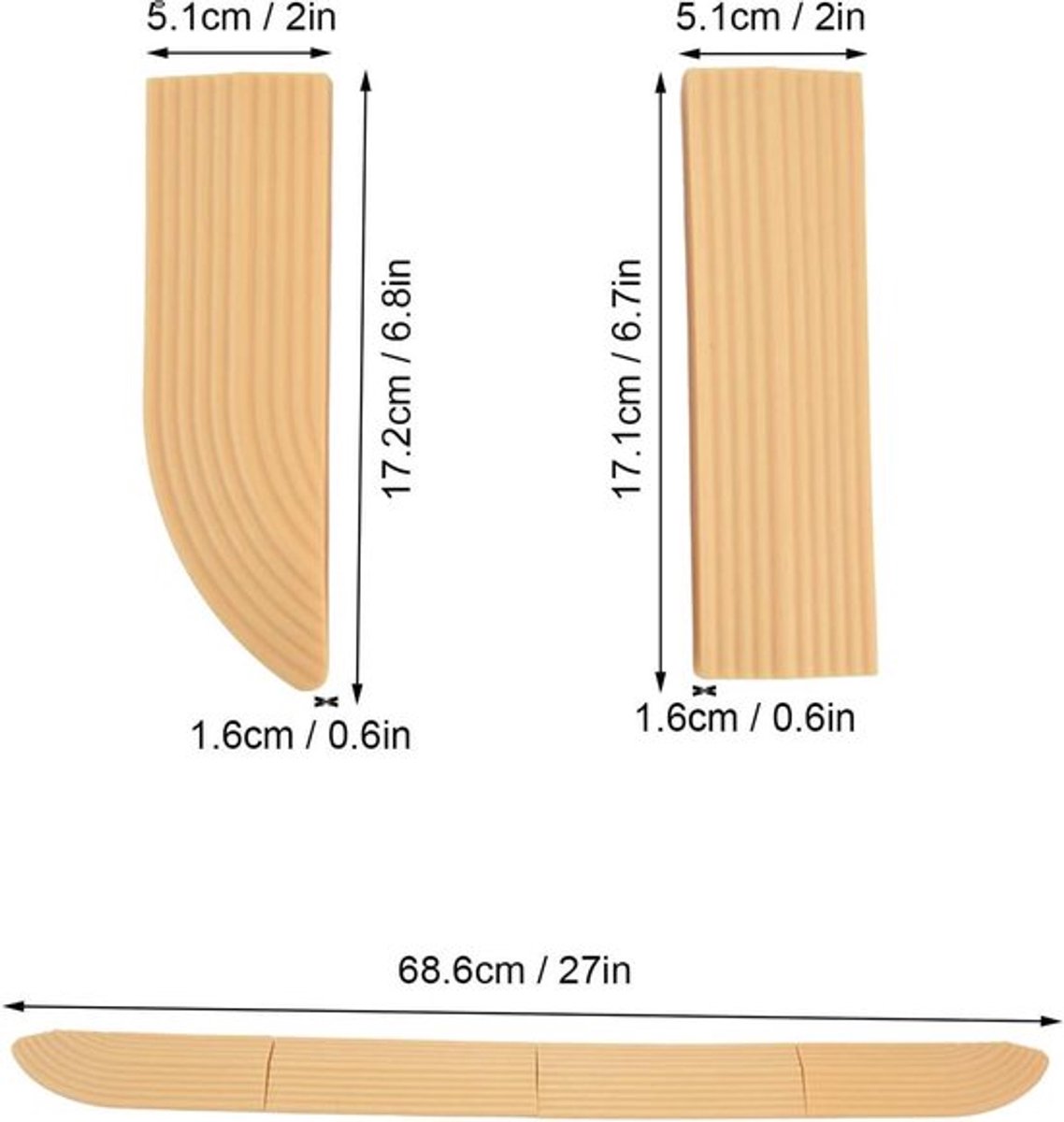 Rubber rolstoel oprit - 4 stuks - Universele drempelhulp - Instaplijsten trap - Rolstoel toegangshelling - Deuropeningen - Badkamer - Creme kleur - Reserveonderdelen sloten