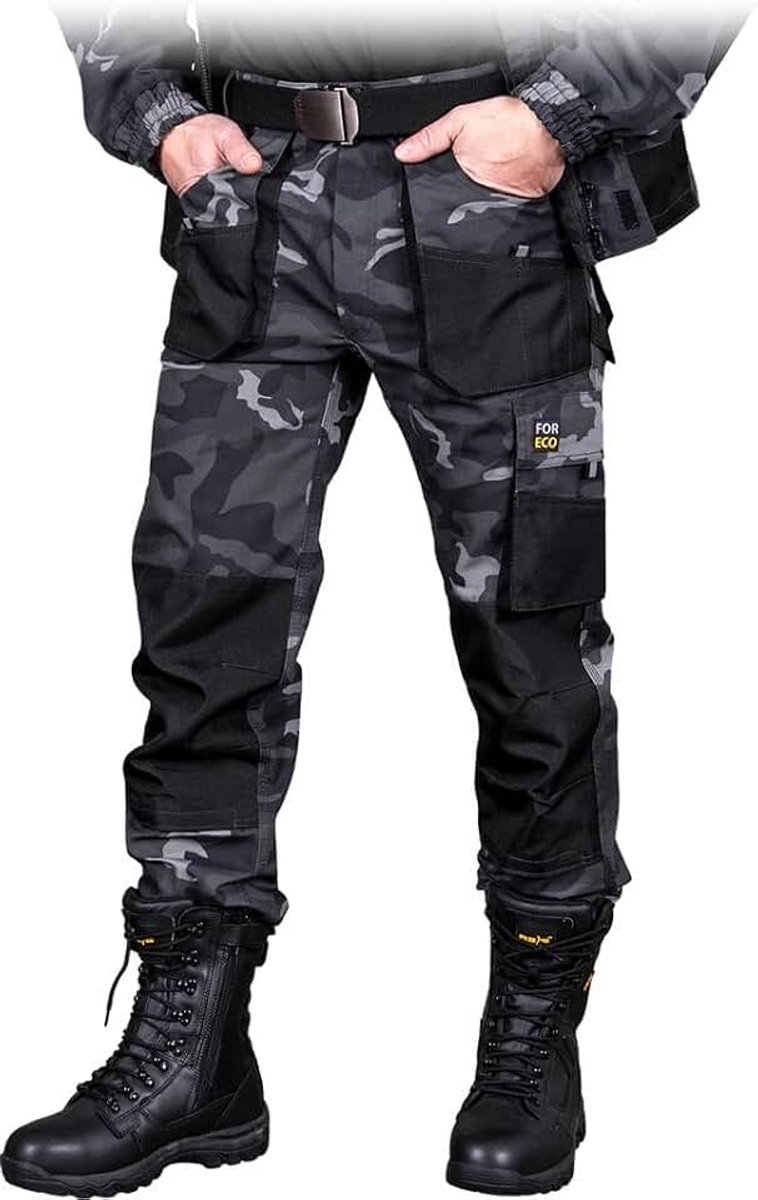 Foreco-T MOB Camouflage Werkbroek - Duurzame Polyester-Katoen Mix met Meerdere Zakken & Sleutelbevestiging, Maat: 50