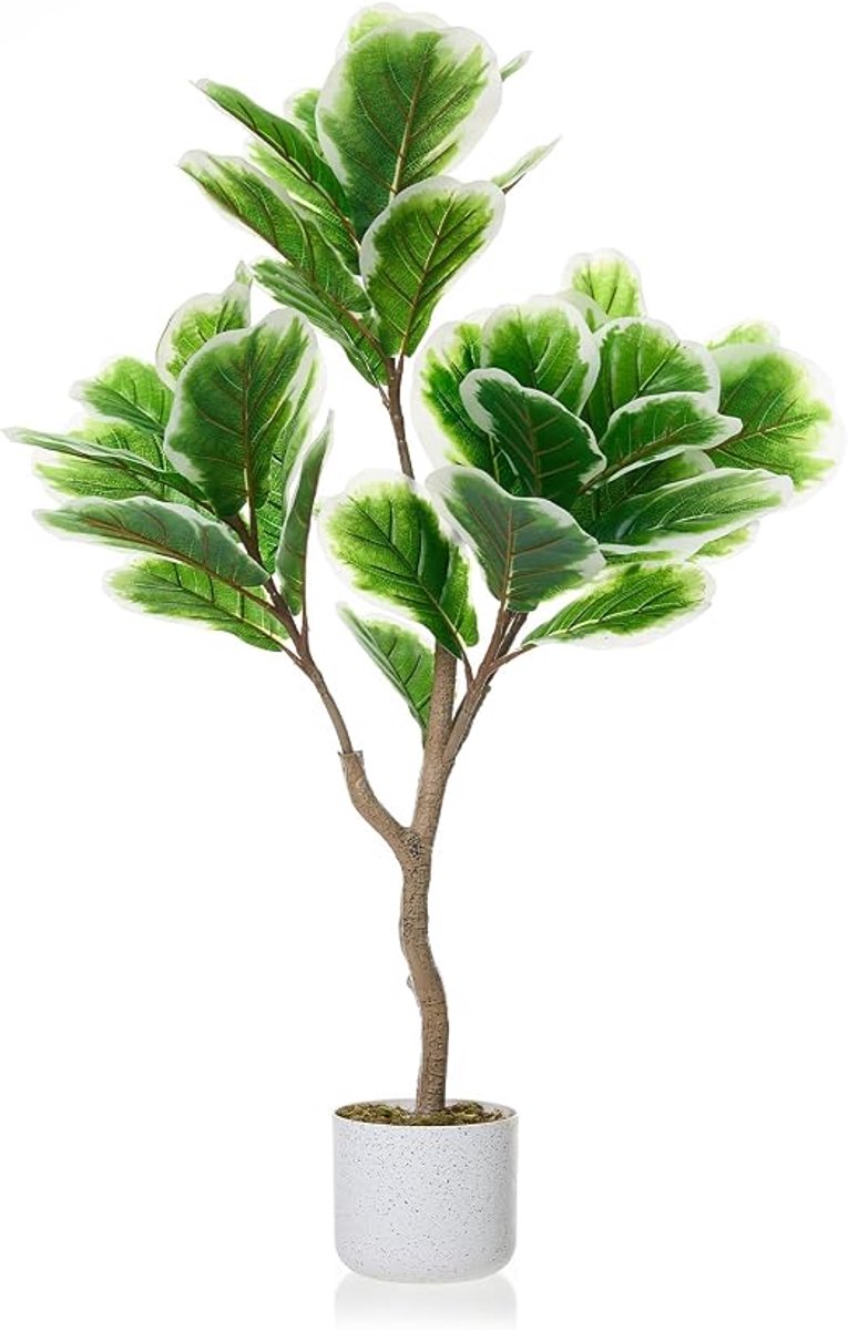 HOERFURIY - 100cm kunst vijgenbladboom met pot - levensechte PEVA-bladeren groenblijvende tropische kunstplant voor thuis kantoor woonkamer en entree