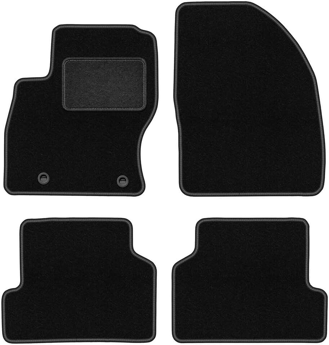 Zwarte velours matten voor Ford Focus MK2 combi, Sedan, Hatchback 2004-2011 4-delig