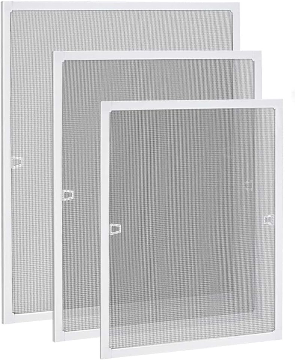 Vliegengaas, raam, insectenbescherming, 120 x 140 cm, vliegengaas, muggennet, spanframe, rooster met aluminium frame, zonder boren, voor ramen, wit