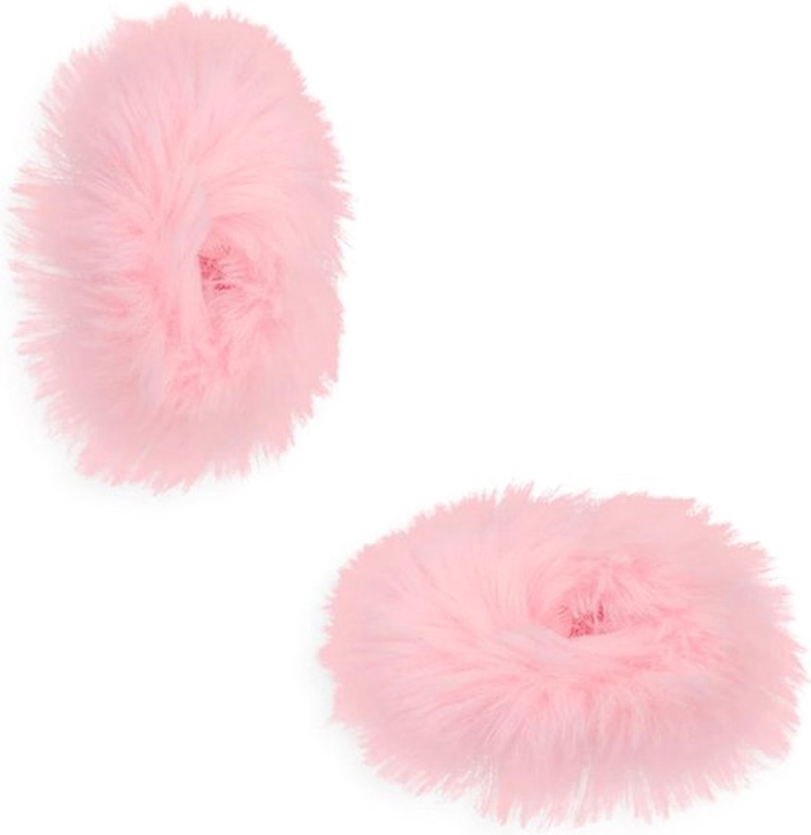 Pluche Haarbanden Elastische Scrunchies Haaraccessoires Set van 2 - Zacht Faux Konijnenbont - Paardenstaart - Lichtroze Kleur