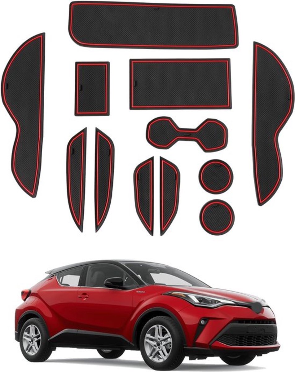 Rubbermatten voor Toyota C-HR 2024-2026, antislip, voor console en bekerhouder, accessoires