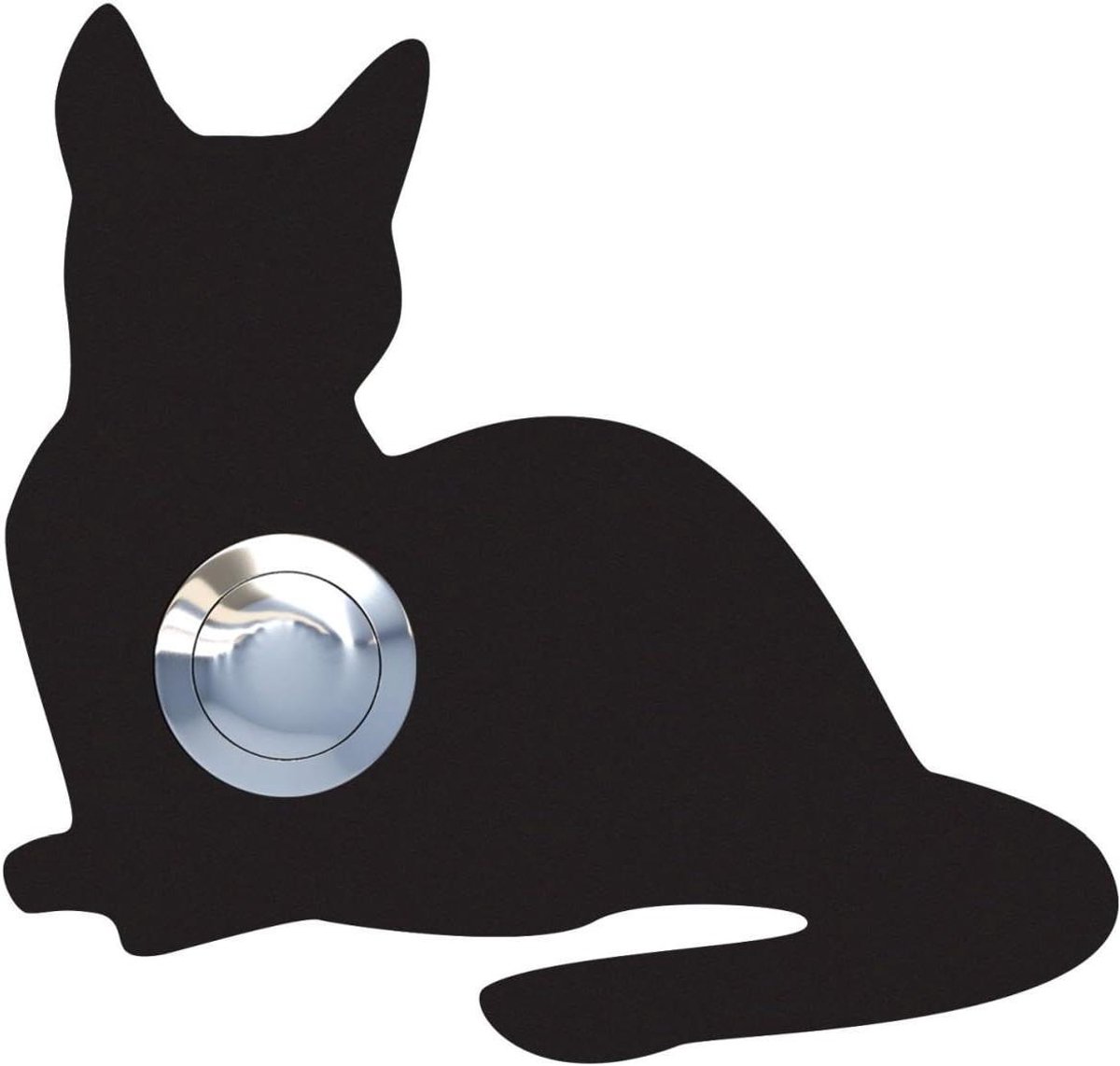 Belknop Kat Design - Deurbel Roestvrij Staal - Toegang Verlenen - Gepoedercoat Materiaal - 10x9.5 cm - Mat Zwart