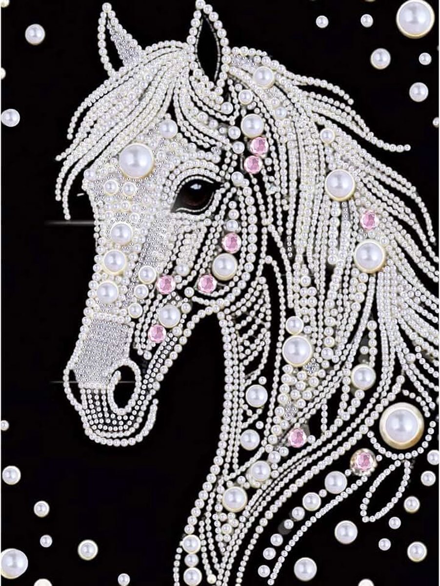 Paard Gem Painting Kit – handgemaakt Beginner Friendly – 3D Pearl Set Living Room Decor 30 x 40 cm