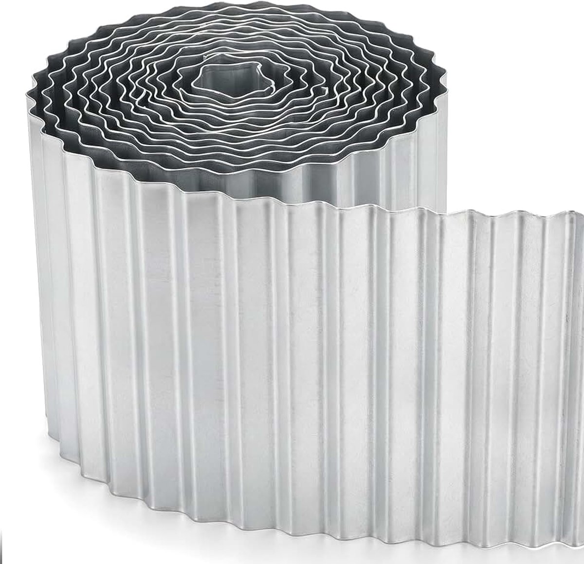 6m Gegalvaniseerde Metalen Tuin Gazon Grens Rand Roll, Tuin Plant Border, Golvend, H25.4cm K653D01