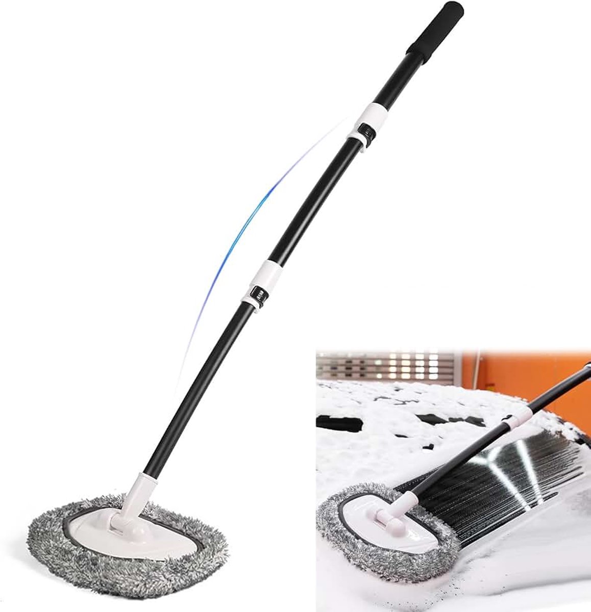 15° gebogen autowasborstel met handvat, 101,6 cm, aluminium stang, telescopische reinigingsborstel, zachte borstelkop voor het reinigen van plafonds, wielen, voorruiten, vrachtwagens, SUV's, caravans