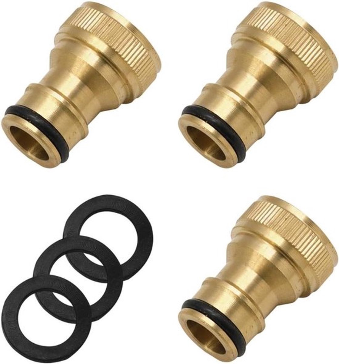 Messing snelkoppelingen voor tuinslang 1/2 inch - 3 stuks - Inclusief kraanadapter