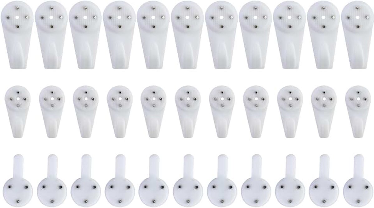 Fotohaken, 33 stuks, fotohaken, wandhaken, wandschilderijhaken, 3 designs, voor harde en gipsplaten voor het ophangen van foto's, lijsten