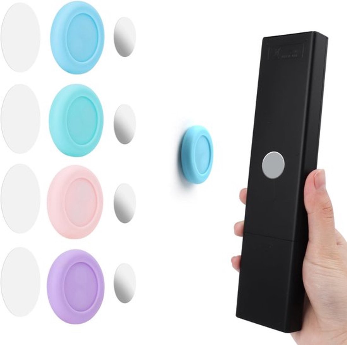 Magnetische wandhouder zonder boren voor opladen en opbergen van telefoons thuis, op school en op kantoor - 4 packs, verhoogde versie