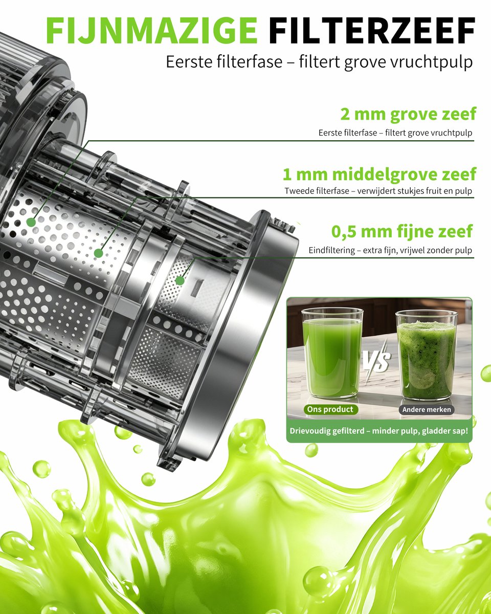Slowjuicer - 2 liter inhoud - Brede vulopening van 130 mm thumbnail 2