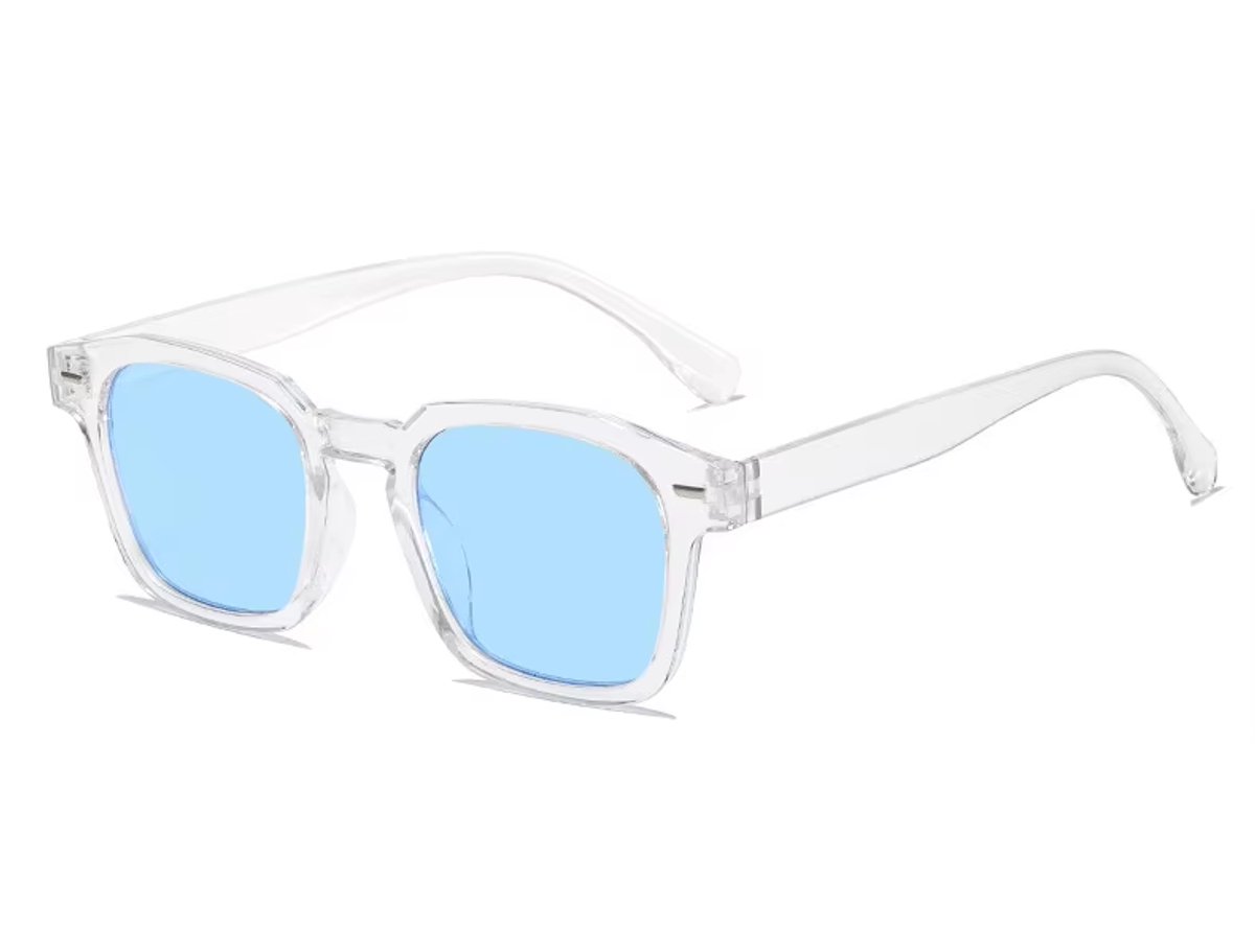 Retro Zonnebril 2026 - Transparant Frame - Blauwe Glazen