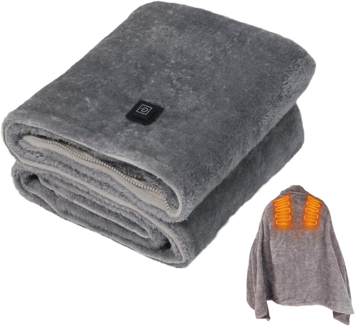 Elektrische Verwarmde Deken - Verwarmende Sjaal - Directe Warmte - Snelle Verwarming - 150x80 cm - Grijs