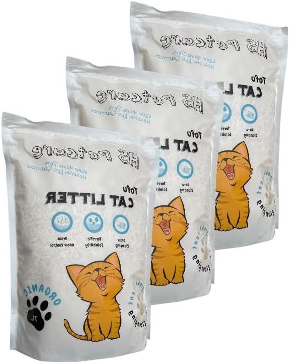 Kattenbakvulling Tofu - Klaverblad Vulling - Hygiënisch Huisdier - Klonterend Absorberend - 21 Liter - Natuurlijk
