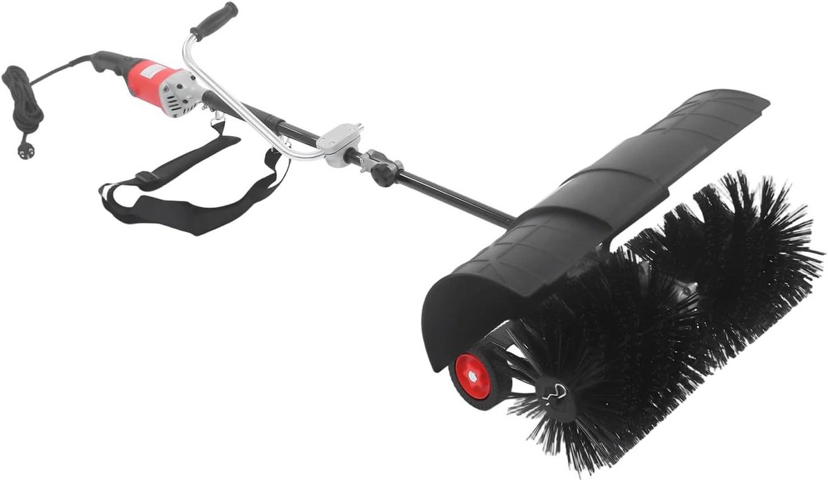Elektrische Veegmachine - Bladblazer Tuin - Gazon Reinigen - 2-in-1 Functionaliteit - 55 cm Werkbreedte - Zwart Rood