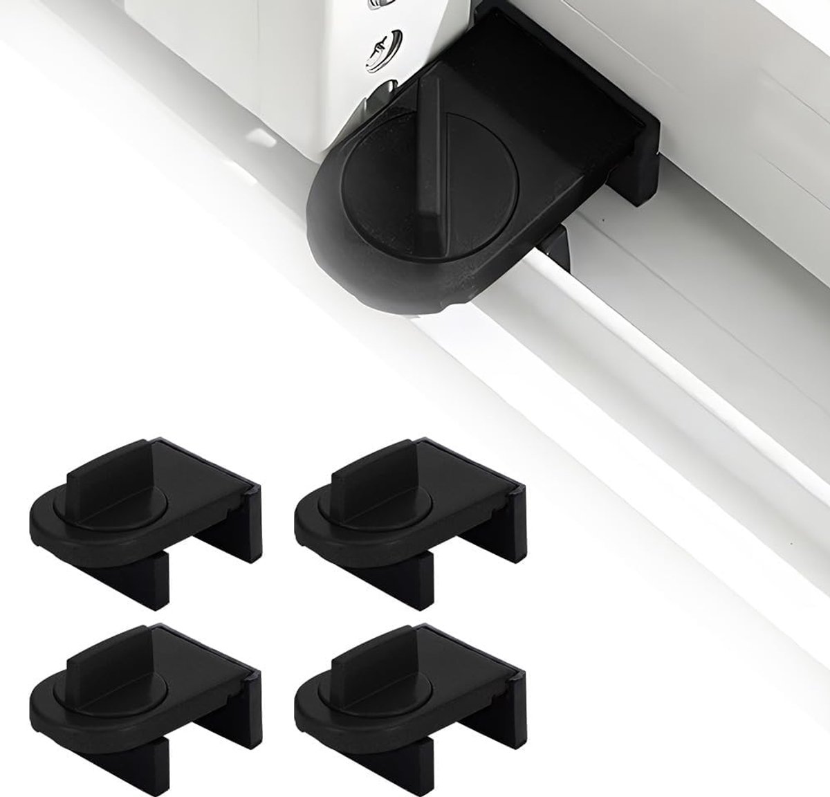 Ulisem - Schuifraam veiligheidsslot - 4 stuks ijzeren raamvergrendeling met antislip rubberen pad - Klembevestiging - Verstelbare klembreedte 16-30 mm - Past op 25-39 mm spleetafstand - Geschikt voor schuifraam en schuifdeur - Zwart