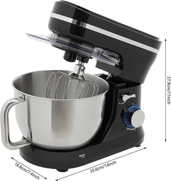 Keukenmachine - Mixer Keuken - Bakken en Koken - Krachtige 1000W Motor - 45 Liter Kom - Zwart — afbeelding 5