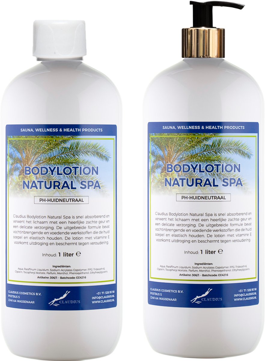 Bodylotion Natural Spa 1 Liter - met gouden pomp - set van 2 stuks