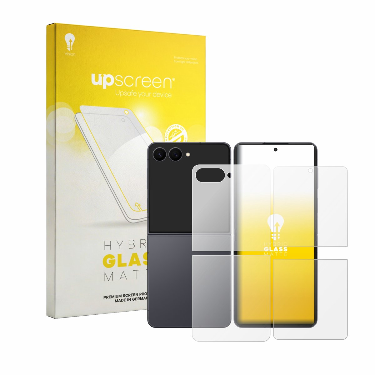 upscreen - Screenprotector voor Samsung Galaxy Z Flip 8 (Voor+Achter) - Folie Beschermfolie Beschermglas matte