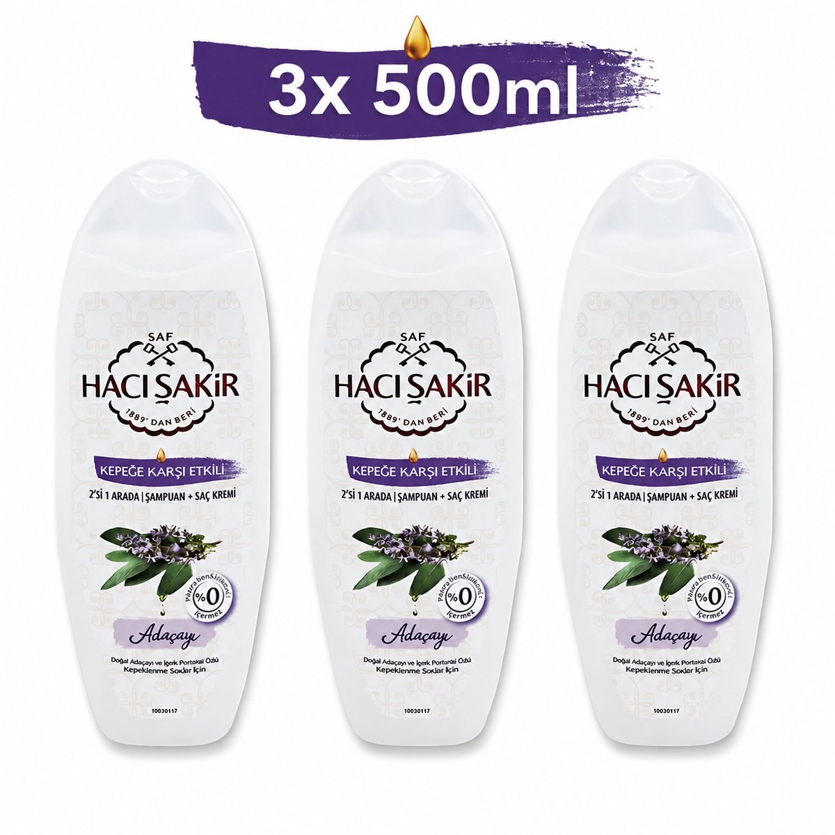 Hacı Sakir Salie 2in1 Shampoo & Conditioner 3x500ml – Anti-Roos