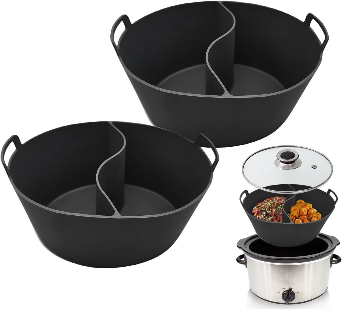 Slowcooker Liners - Crock Pot - Koken - Maak Twee Gerechten - 2 Stuks - Zwart