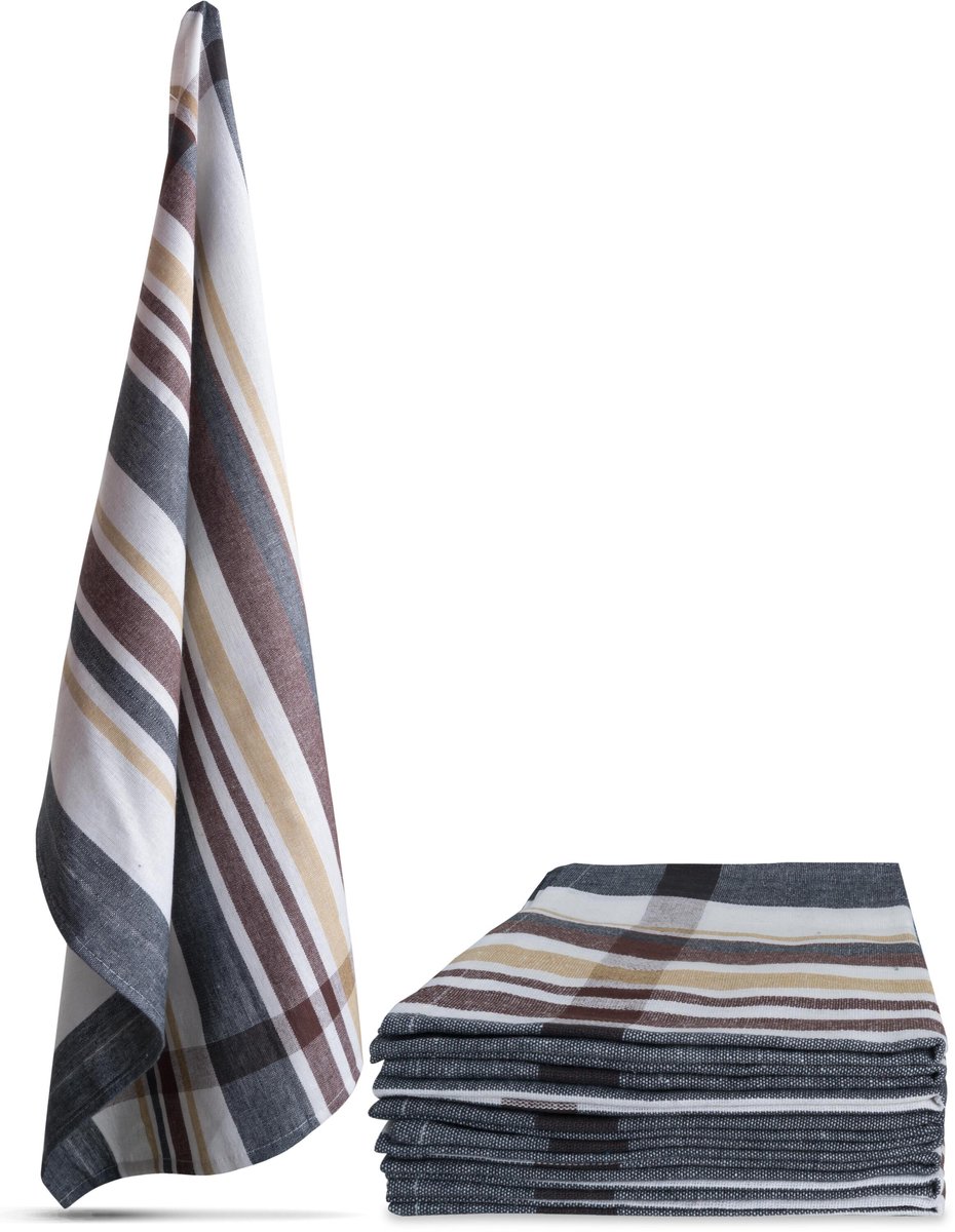 10 theedoeken „Toffee Stripe“