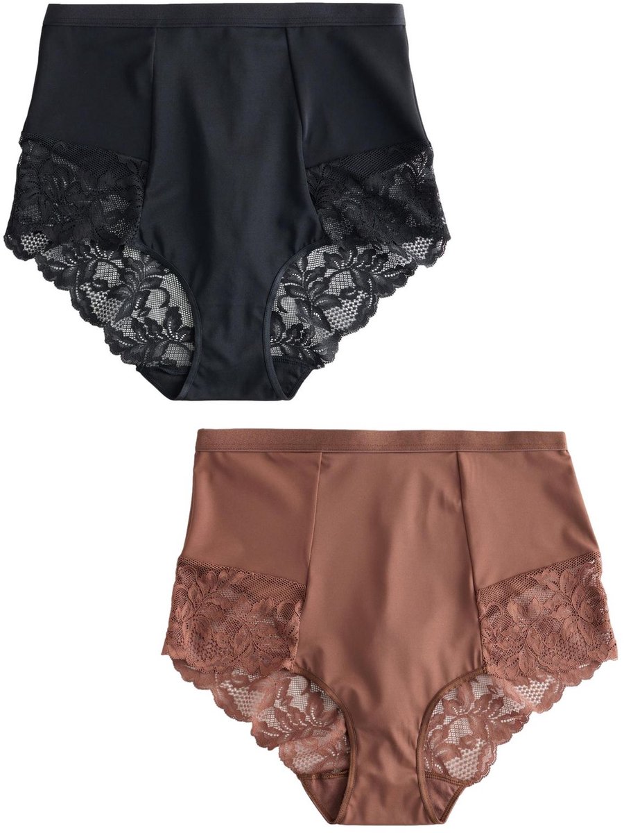 Next - Dames - Set van 2 buikcorrigerende, licht vormgevende slips met hoge taille - Zwart