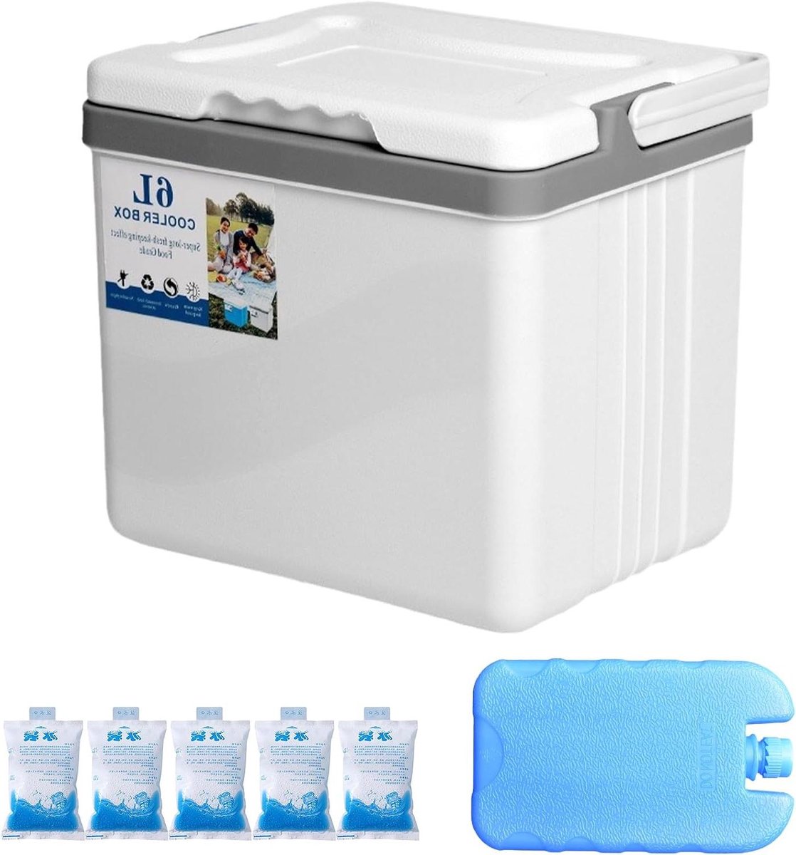 Koelbox - Isolatiebox Draagbaar - Outdoor avonturen - Efficiënte temperatuurregeling - 6 Liter - Wit