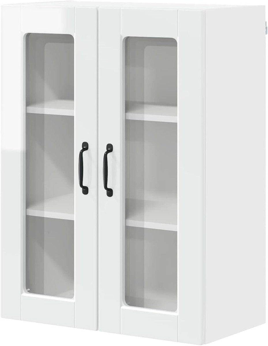 Keukenkast Hoogglans - Wandkast Bovenkast - Keuken Opbergen - Verstelbare Planken - 60 x 80 cm - Wit