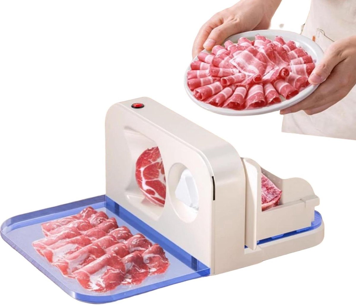 Elektrische snijmachine - Vlees snijder - Thuisgebruik keuken - Instelbare dikte - 35 x 10 x 20 cm - Zilver