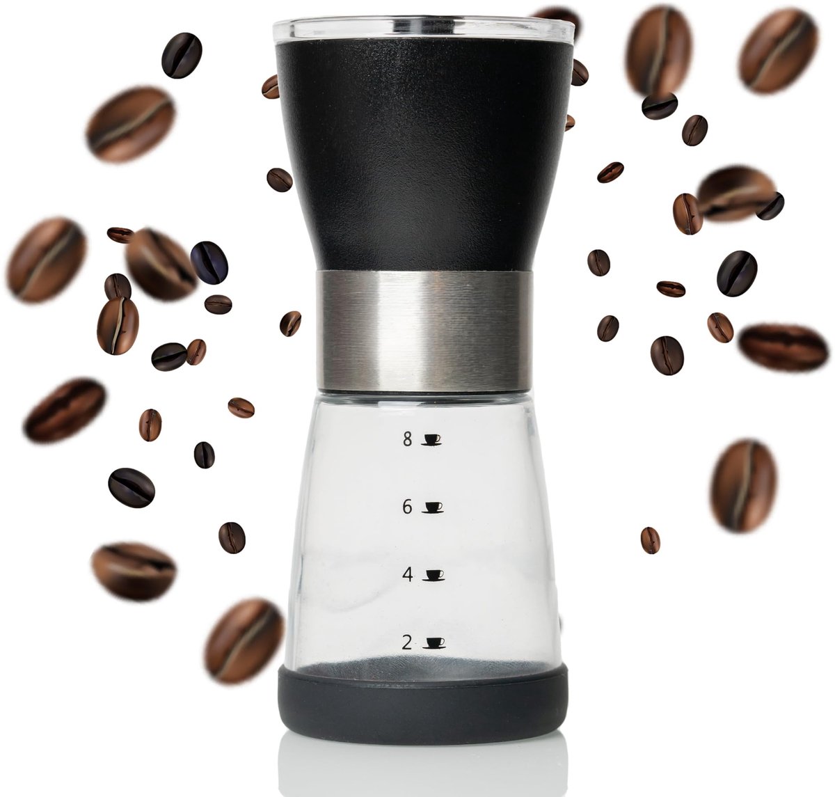 Handkoffiemolen handmatig - roestvrijstalen kegelmolen - houten handvat - ideaal voor versgemalen koffie - SnelShoppen