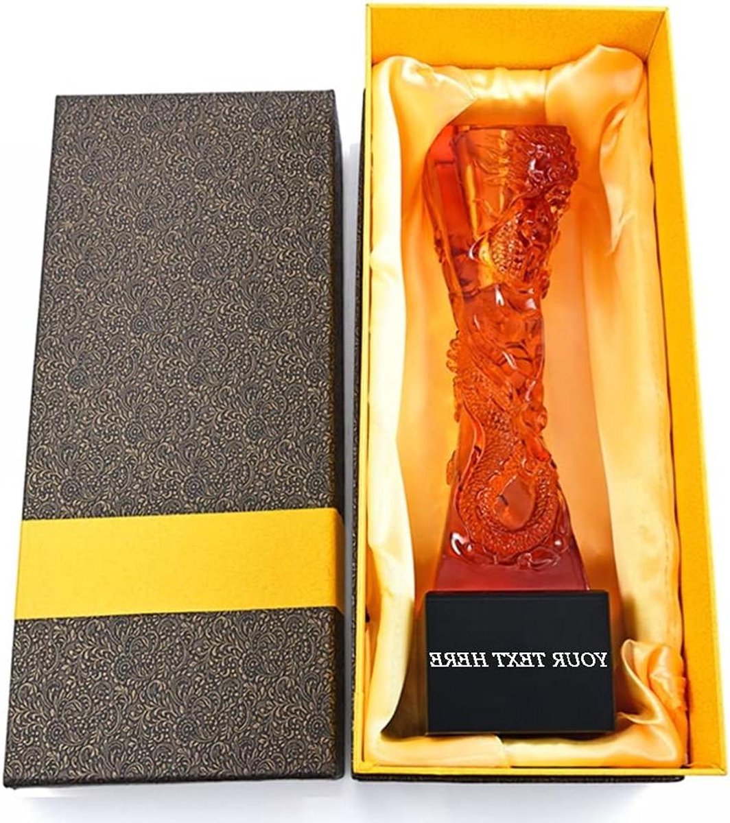 Dragon Pilaar Trofee - Winnaarsbeker MVP Cup - Wedstrijd Prijzen - Kristal Emaille - Gratis Lettering - Goud