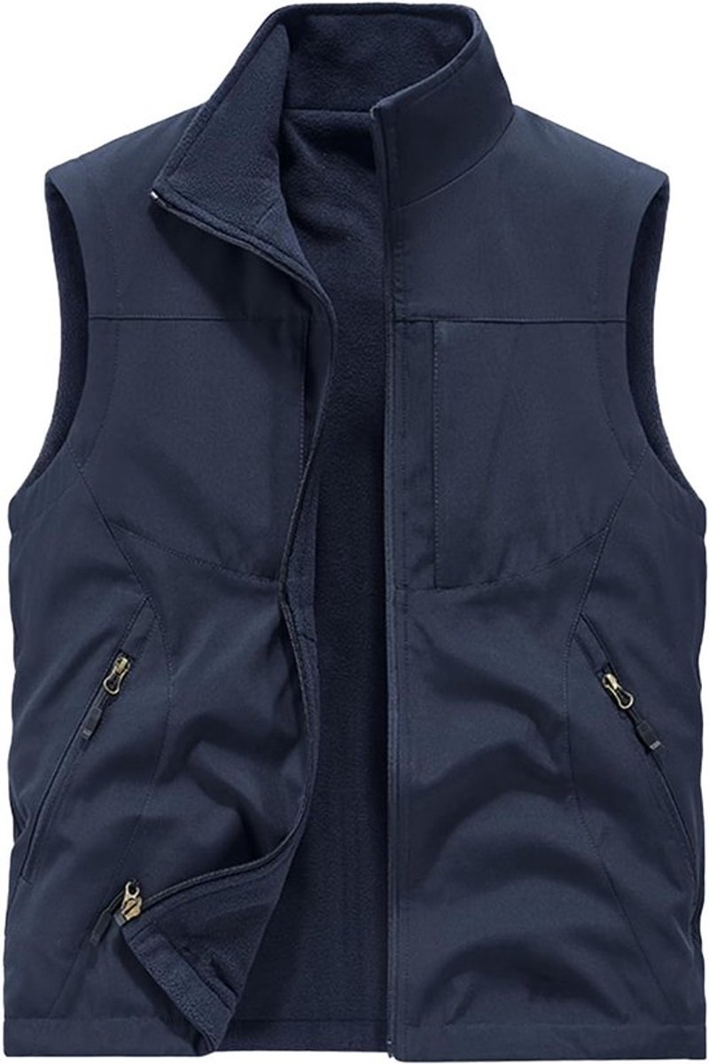 Fleece Vest voor Mannen - Dubbellaags, Winddicht en Warm - Ideaal voor Buitenactiviteiten en Sport