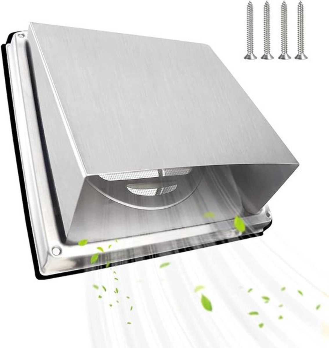 Externe Vierkante Luchtventilatie Afdekking 100mm - Roestvrijstalen Wandventilatierooster - Badkamer - Anti-Insecten Gaas