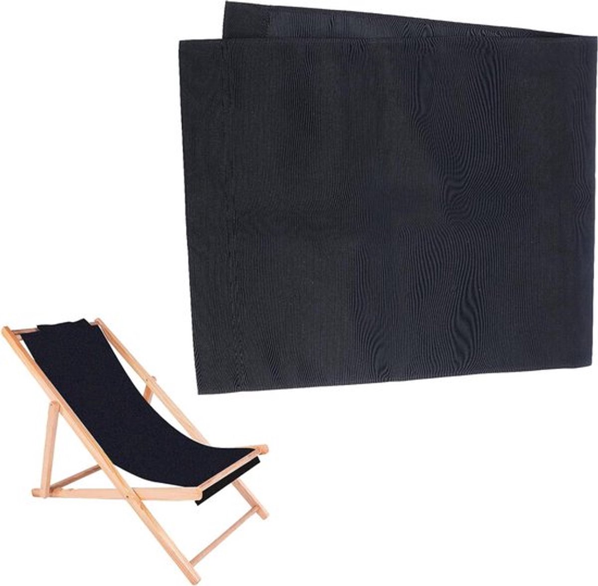 Strandstoel Vervangend Canvas - Loungestoel - Klapstoel - Zwart - Oxford Canvas - Stoelaccessoires voor Zonnebed - Zwembad - Zonnebaden - Tuin - Geschikt voor PandaHall Beach Sling Chair - 111 x 44 cm