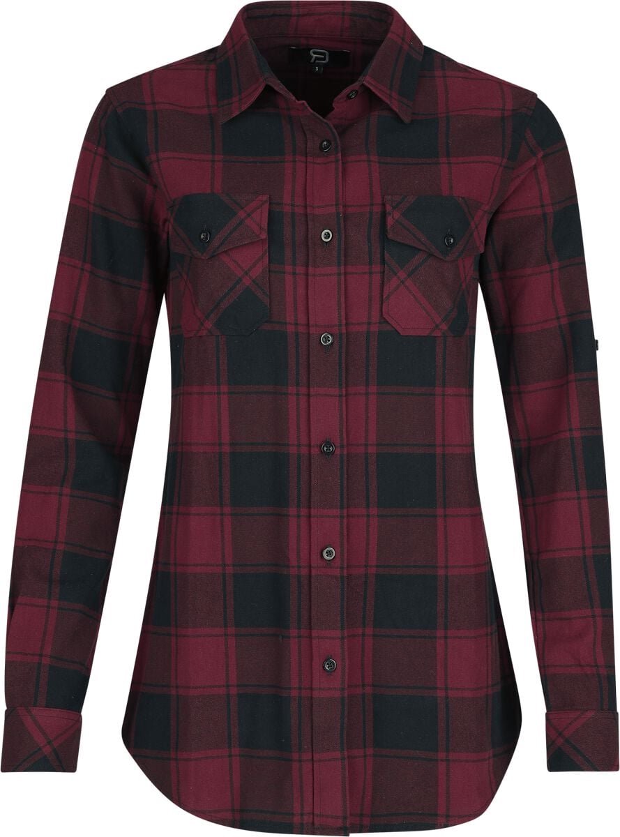 R.E.D. Rock-Engineered Design zwarte en rode blouse met overhemdkraag - Dames - XL