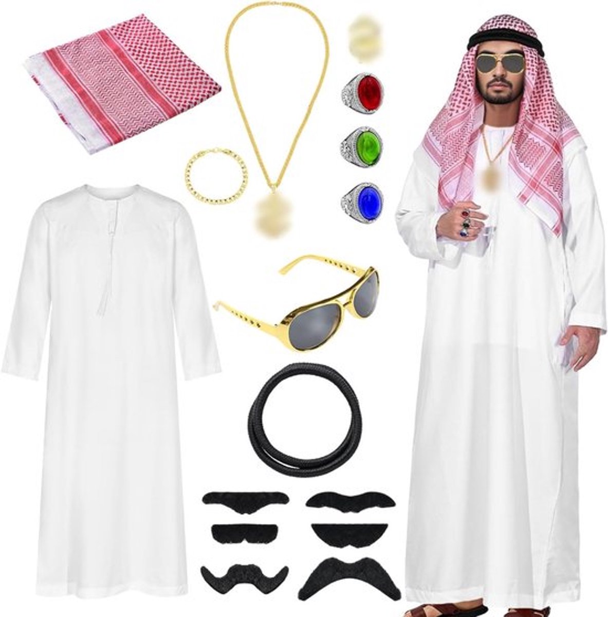 Arabische Lange Gewaad voor Mannen - Geschikt voor Raveparty, Carnaval en Cosplay - Witte Robe voor Feestelijke Gelegenheden