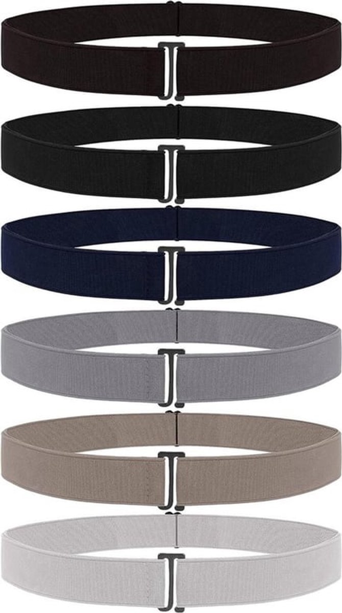 Elastische Platgespen Riem - Verstelbare Tailleriem - Antislip Riem - Universele Maat - Jeans, Broeken, Jurken - Fashion Accessoire - Unisex - Zwart