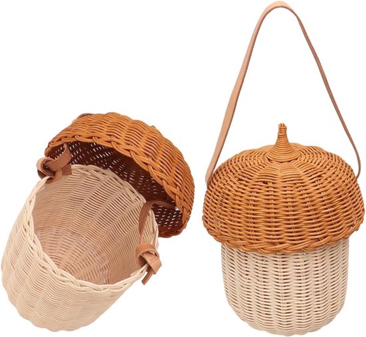 Handgemaakte Wicker Opbergmand met Deksel voor Kinderen - Grote Rieten Mand voor Speelgoed, Kleding en Accessoires