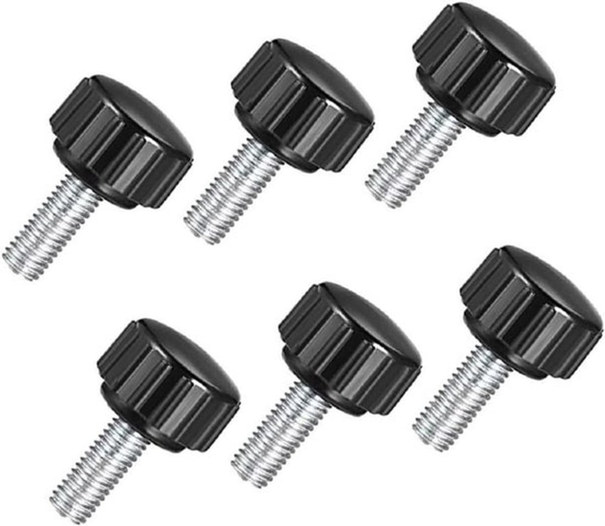 Gekartelde klemknoppen - Grip Duimschroef - Buitendraad - M5 x 15mm - 6 stuks - Geschikt voor zaag, boorpers, draaibank en freesmallen - Zwart