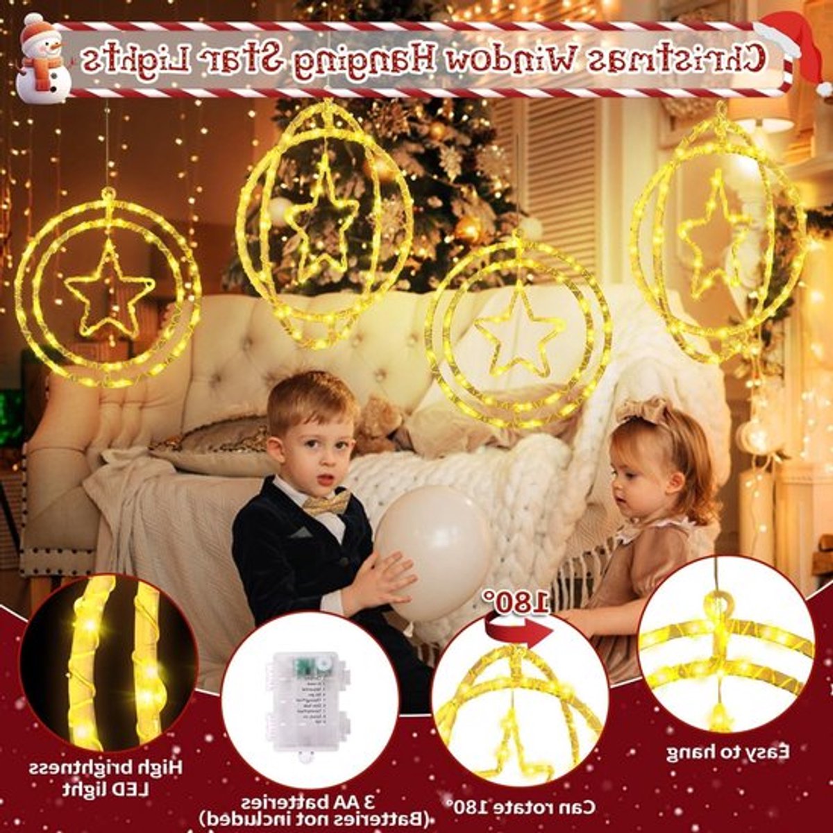 Verlichte Sterren voor Kerstdecoratie met LED Lichten - Sfeervolle Verlichting voor Binnen en Buiten