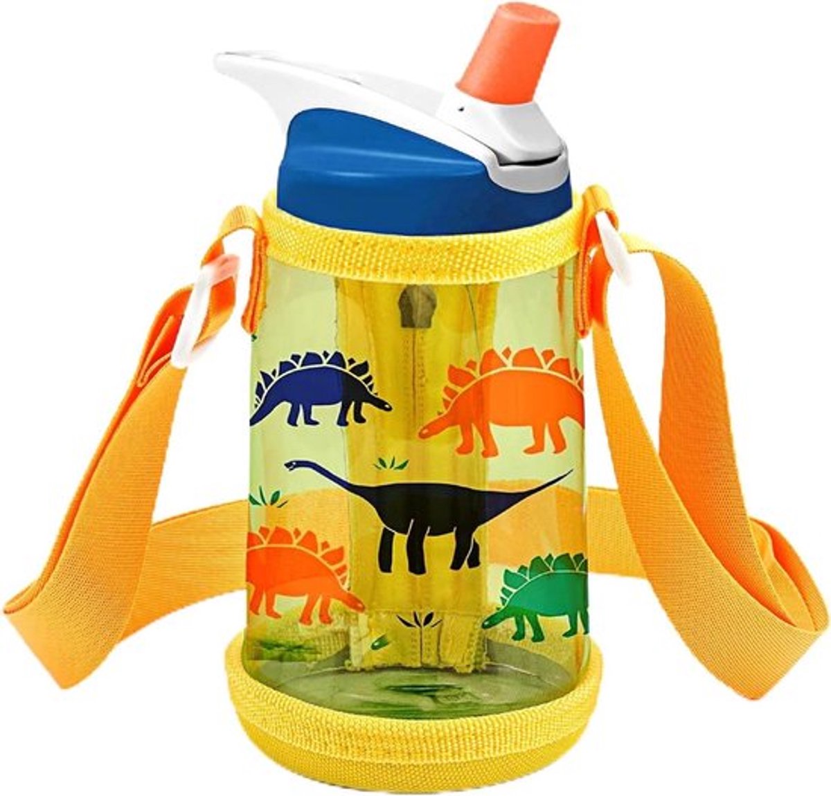 Compatibele Waterfleshouder - Draagriem - Harde Basis - Transparant - Flessen Reis Sling - Geel - 14oz - YETI Rambler Jr. 12oz - Owala FreeSip Kids Flessen