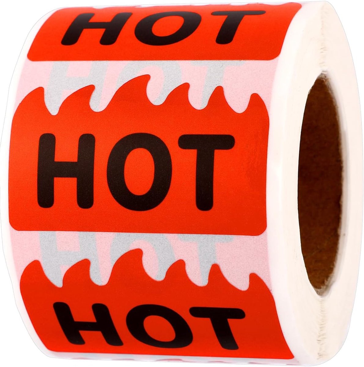 KZQ 500 Stuks Vlamvormige Rode Stickers 5x3 cm, Waterdichte Fluorescerende Hot Stickers voor Restaurants Supermarkten en Winkels, Zelfklevende Labels voor Festivals en Bedrijven