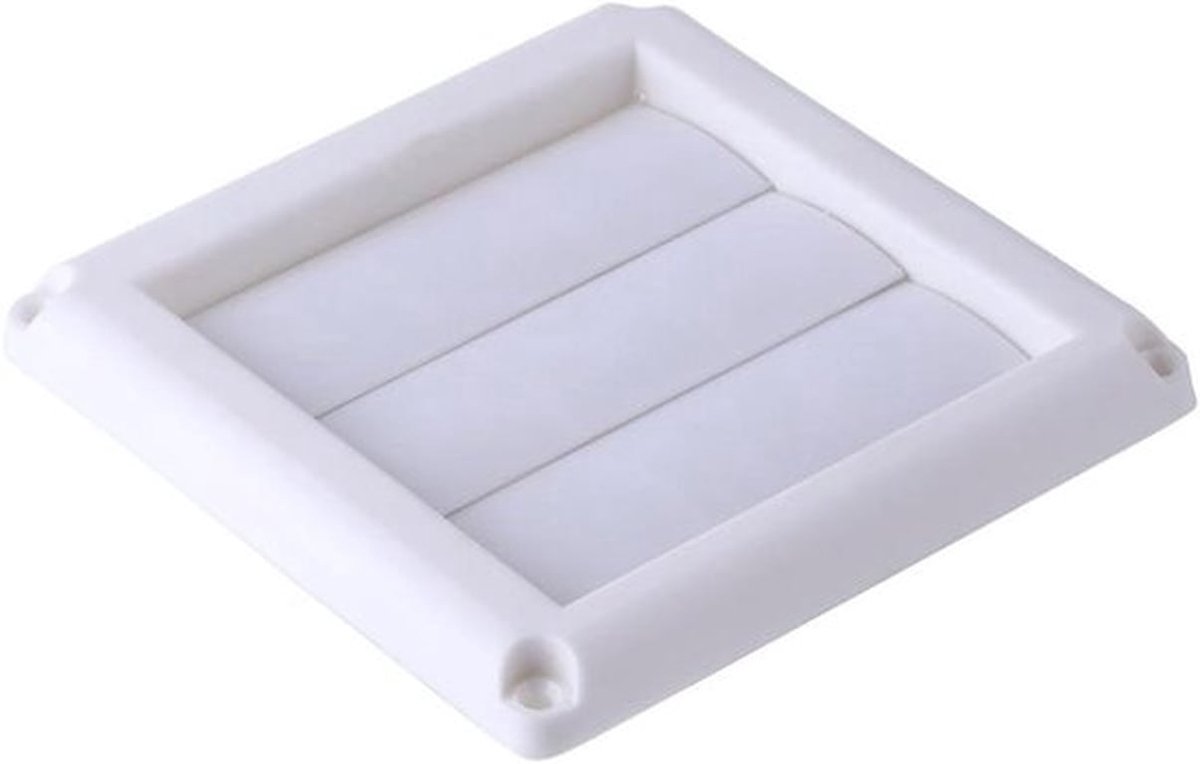 Ventilatieroosterkap - Kunststof - Luchtrooster - Wandrooster met gaas - Ventilatiegitter - Geschikt voor muur - Wit model - Plastic luchtventilatiegrillekap - 1 st. - 3 flapjes - muur kanaal ventilatiegitter met netto
