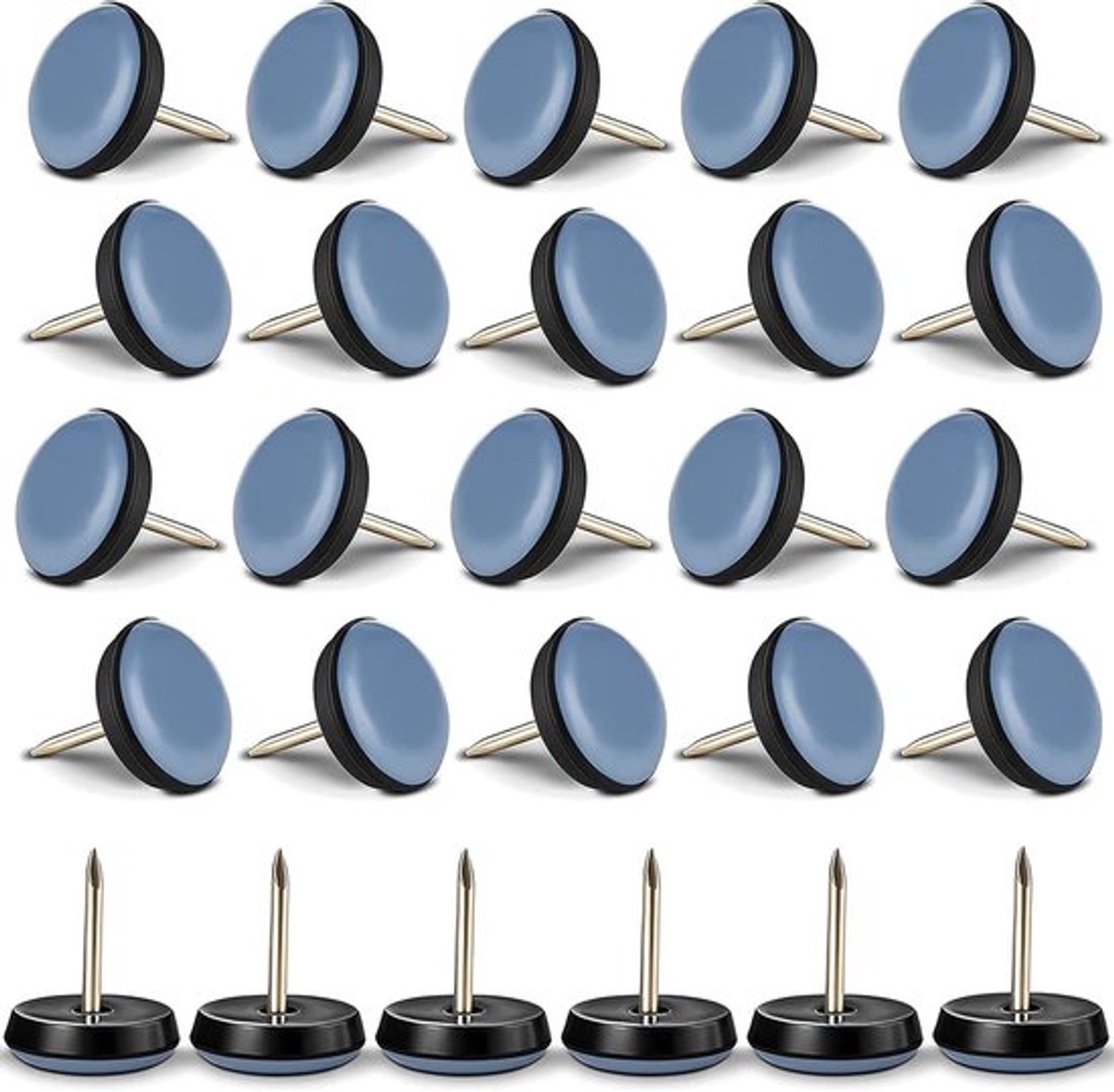 20 Stuks Teflon Glijders met Spijkers voor Meubels, Stoelpoot Glijders 22mm voor Tegels en Houten Vloeren