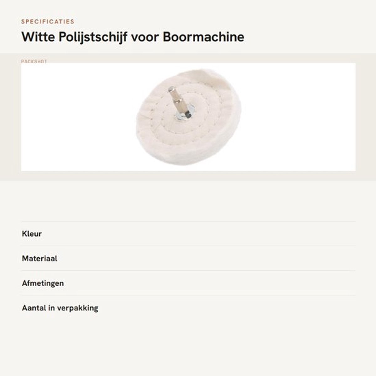 Witte Polijstschijf voor Boormachine - Katoenen Spiegeloppervlakslijper - 100 mm - Geschikt voor Metaal en Kunststof - Ideaal voor Polijs...